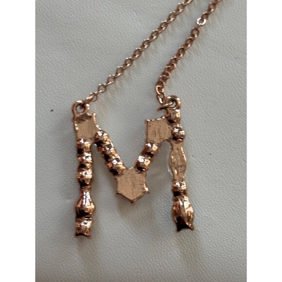 Personalized Letter M Necklace With Gemstones & Rose Gold Chain - Picture 4 of 9